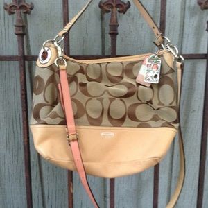 COACH Khaki and Leather Purse